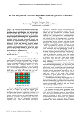 A Color Interpolation Method for Bayer Filter Array Images Based on Direction Flag