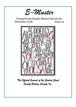 E–Muster Central Coast Family History Society Inc