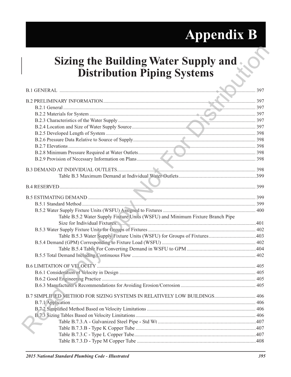 Appendix B Sizing the Building Water Supply and Distribution Piping Systems