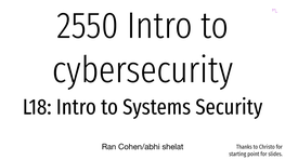 L18: Intro to Systems Security