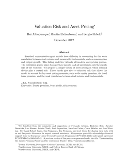 Valuation Risk and Asset Pricing