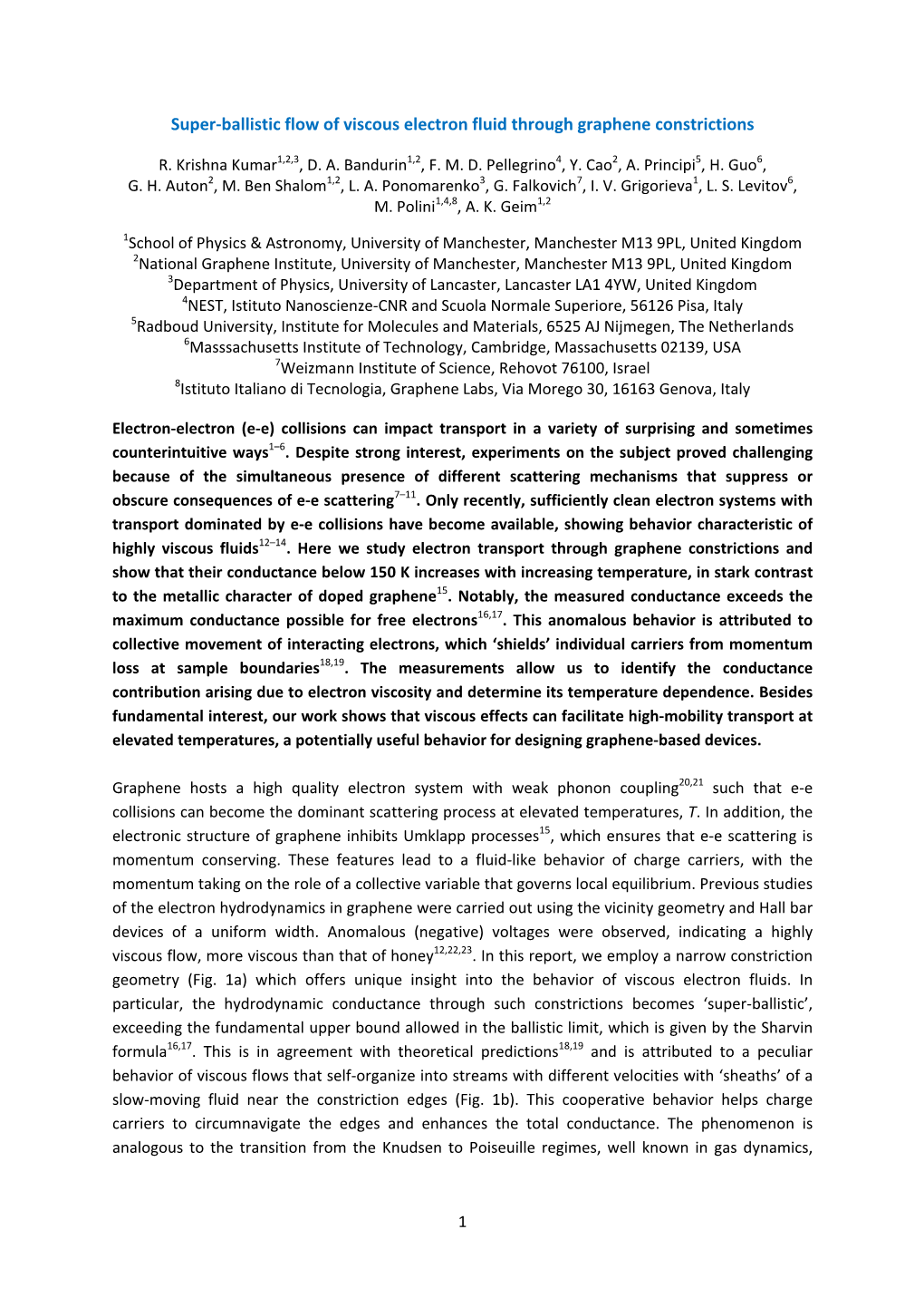 Super-Ballistic Flow of Viscous Electron Fluid Through Graphene Constrictions