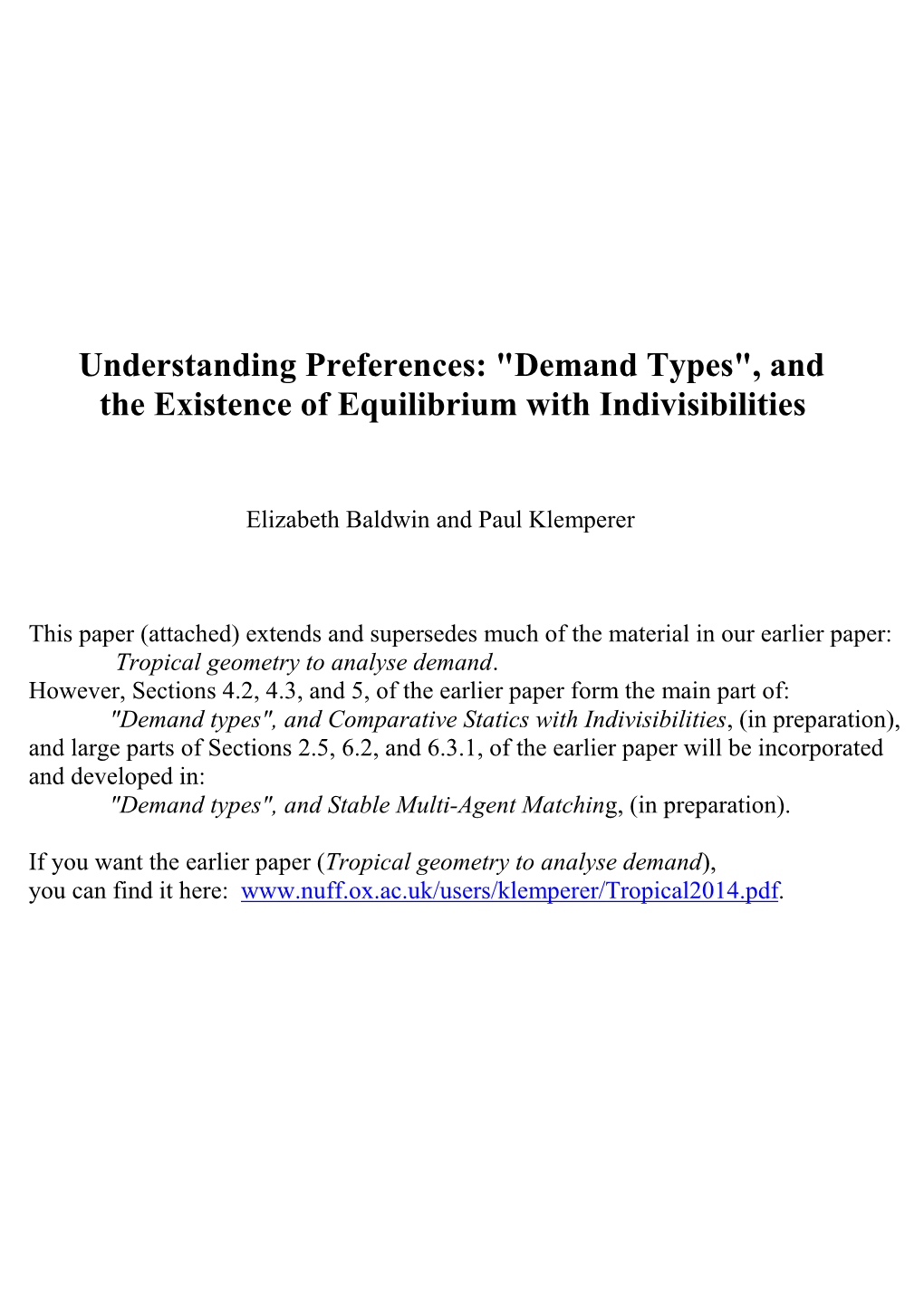 Tropical Geometry to Analyse Demand