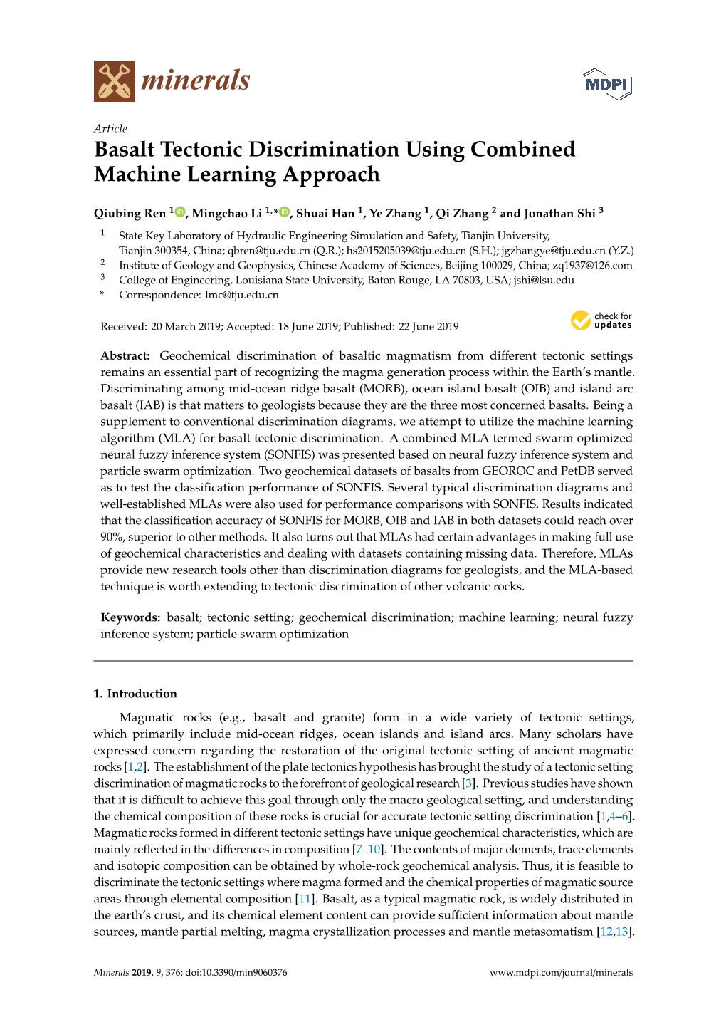 Basalt Tectonic Discrimination Using Combined Machine Learning Approach