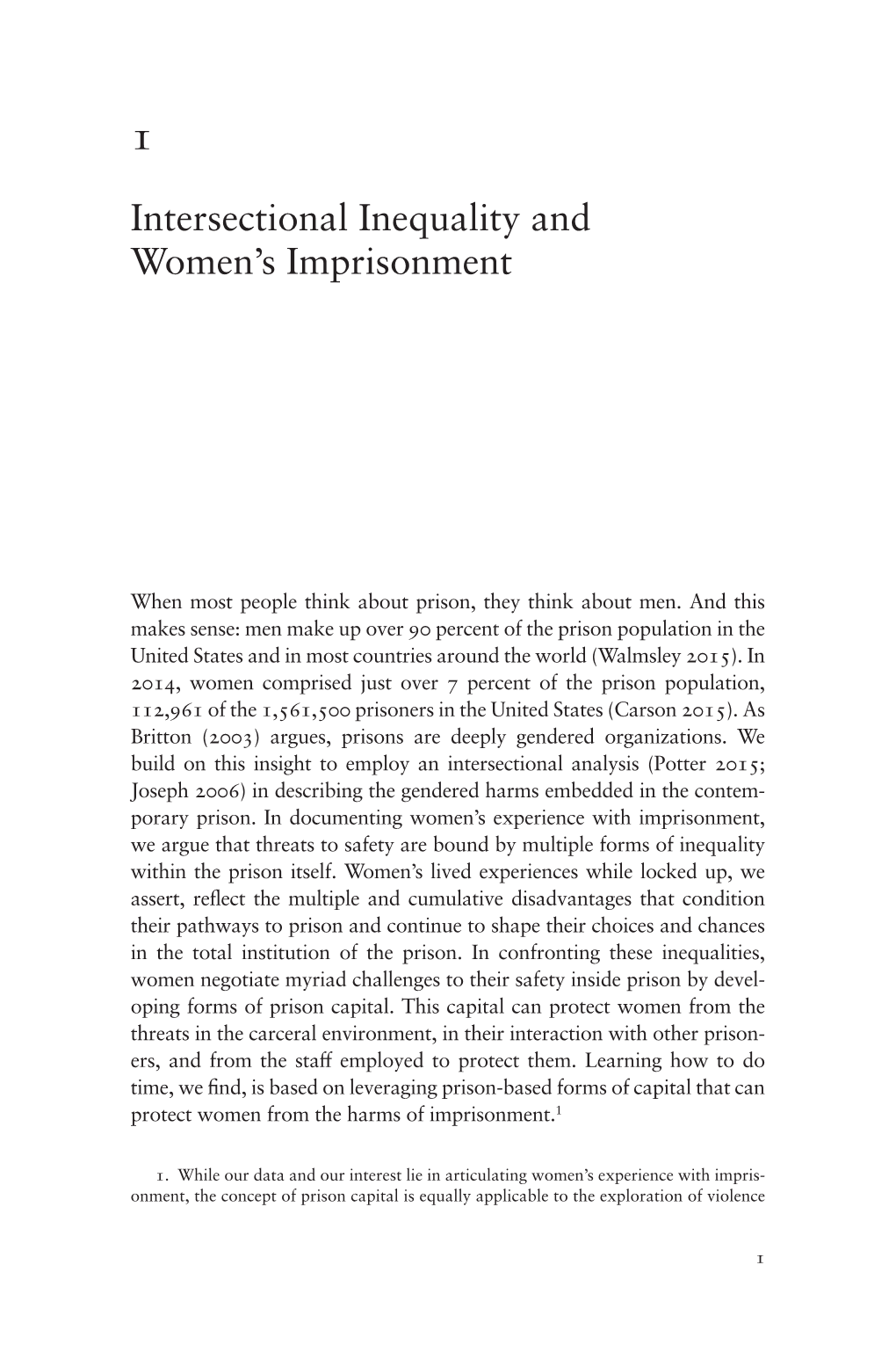 Intersectional Inequality and Women's Imprisonment