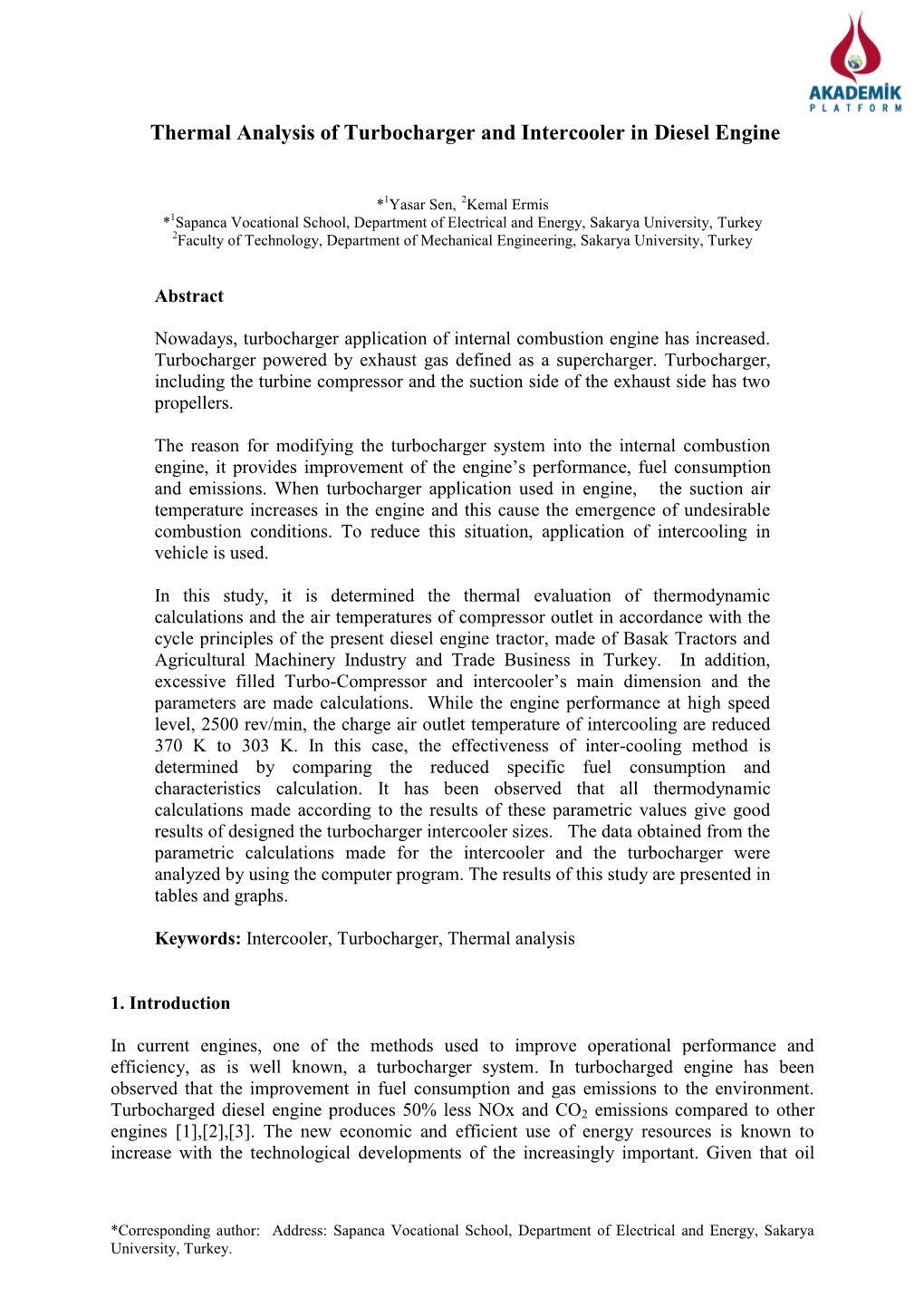 Thermal Analysis of Turbocharger and Intercooler in Diesel Engine