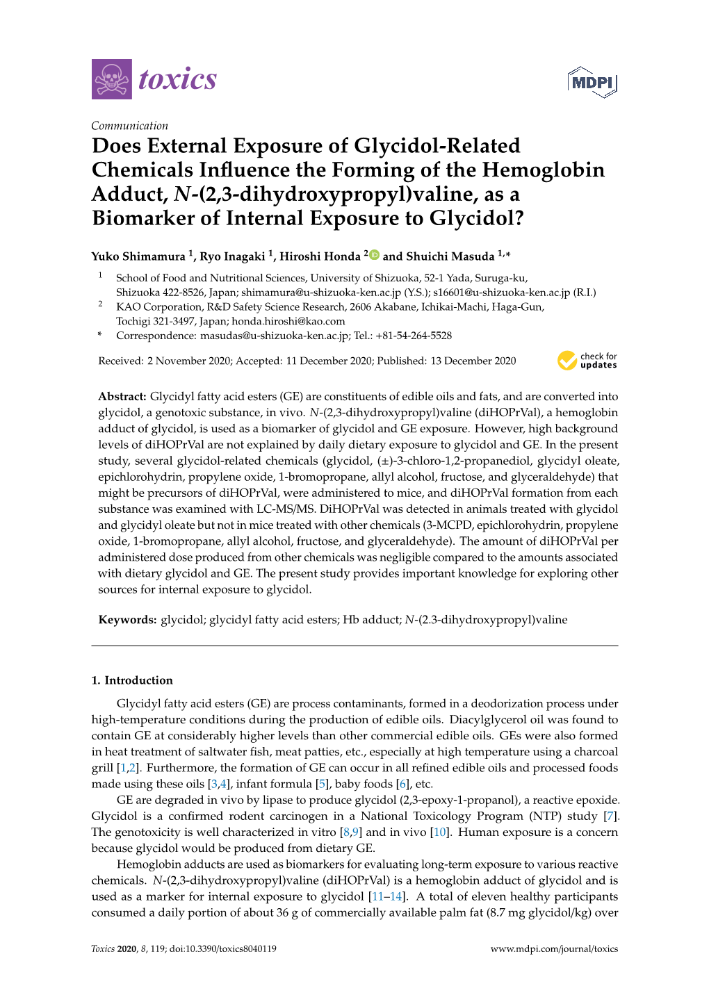 Does External Exposure of Glycidol-Related Chemicals