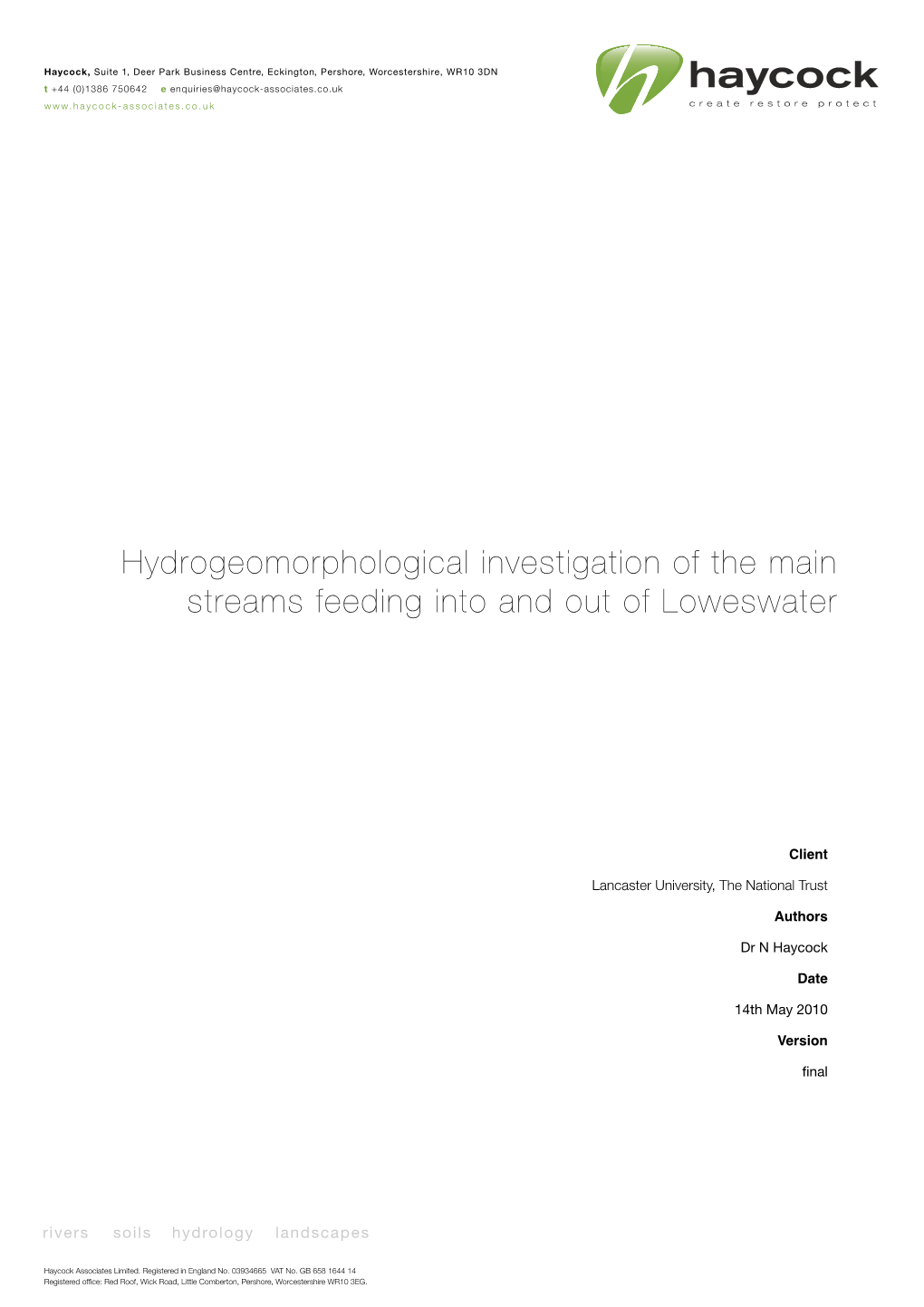 Hydrogeomorphological Investigation of the Main Streams Feeding Into and out of Loweswater