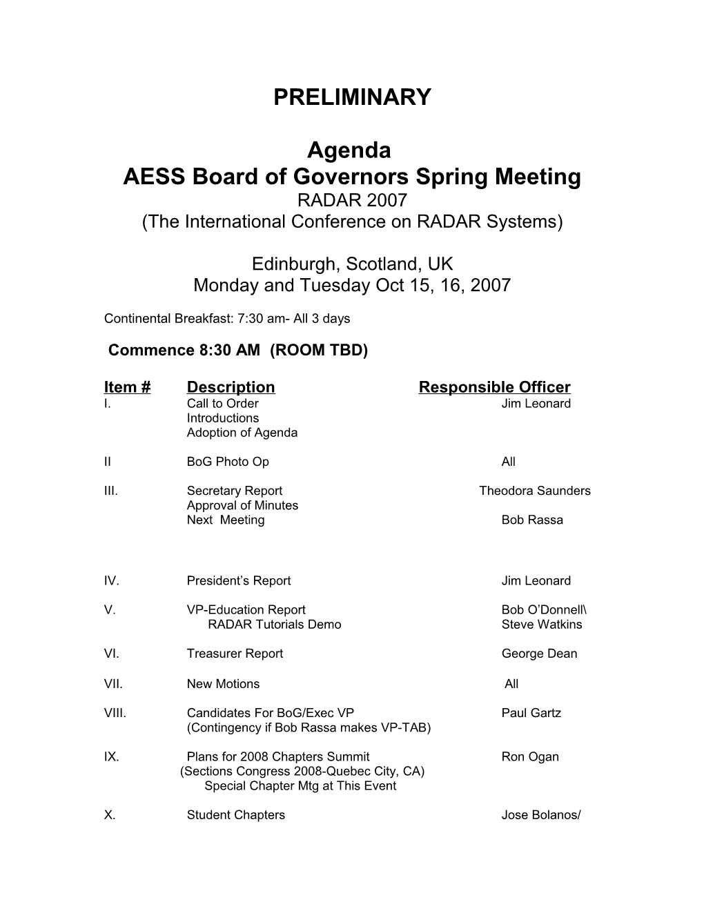 AESS Board of Governors Spring Meeting