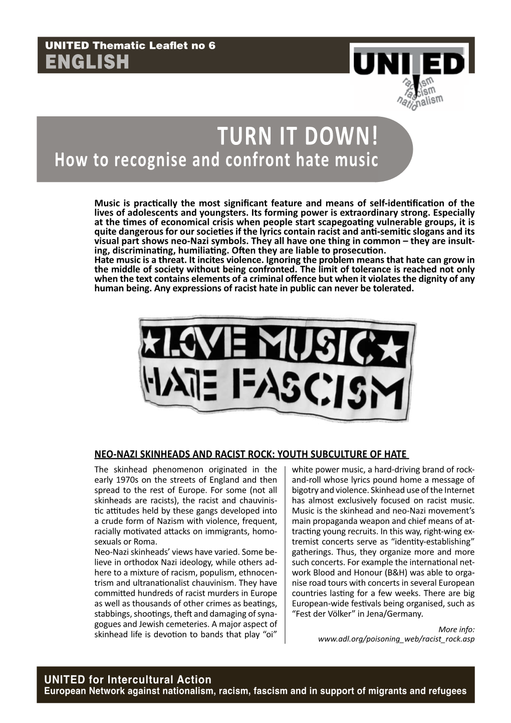 TURN IT DOWN! How to Recognise and Confront Hate Music