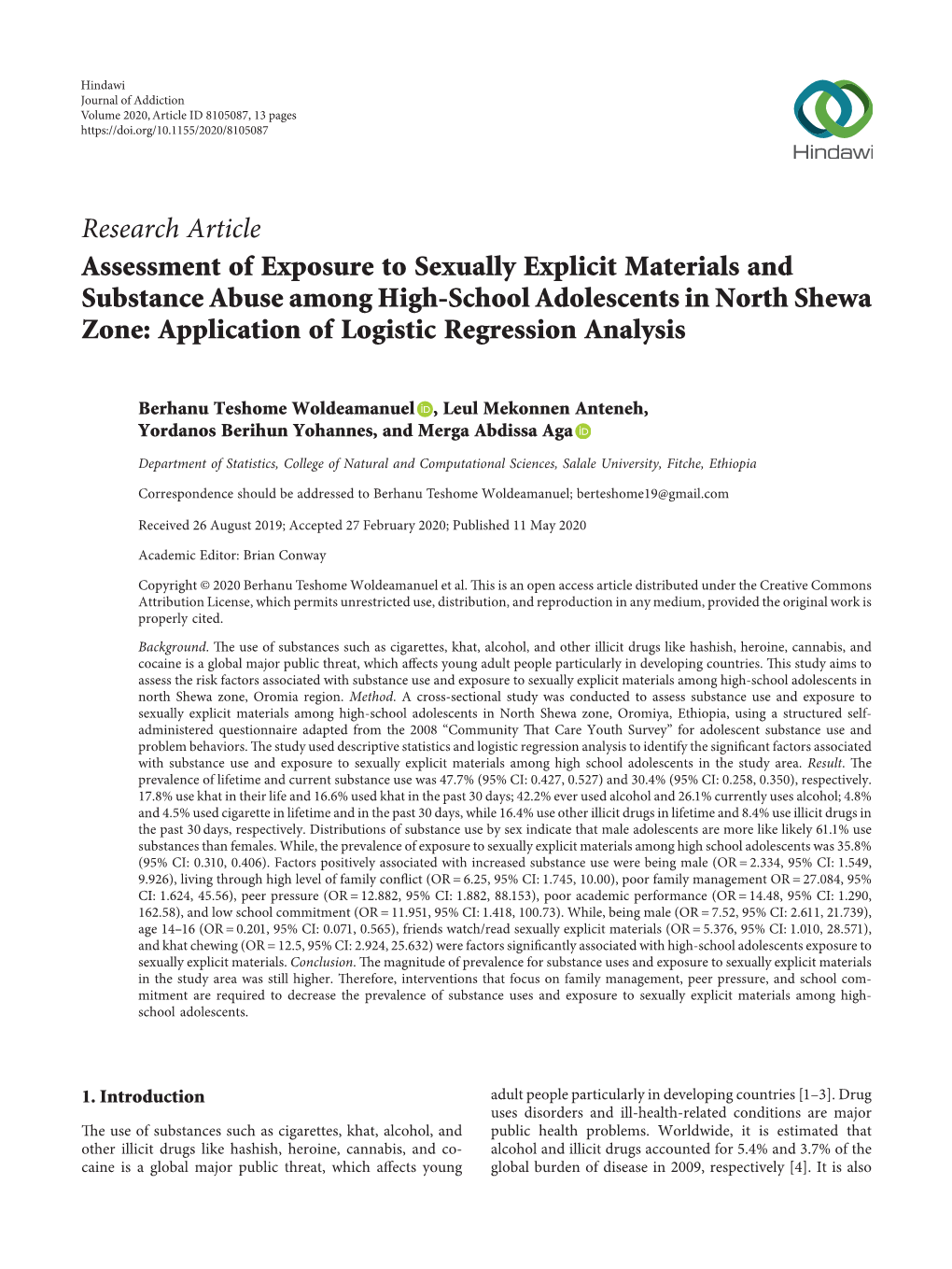 Assessment of Exposure to Sexually Explicit Materials and Substance