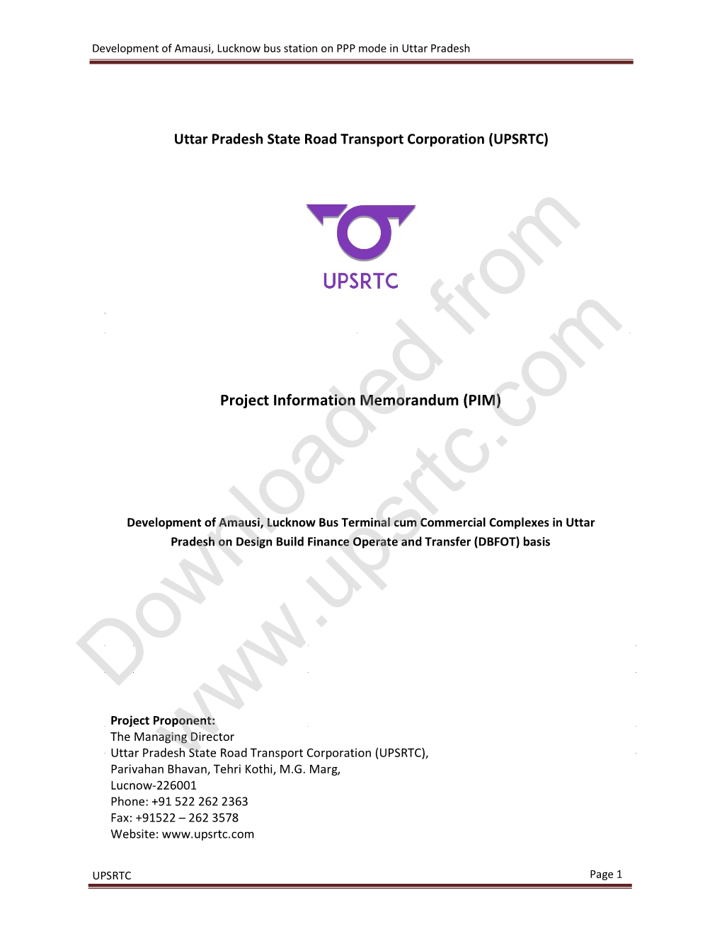 Project Information Memorandum (PIM)