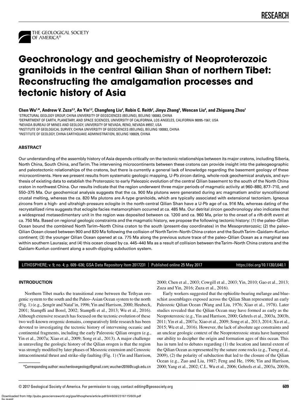 RESEARCH Geochronology and Geochemistry Of