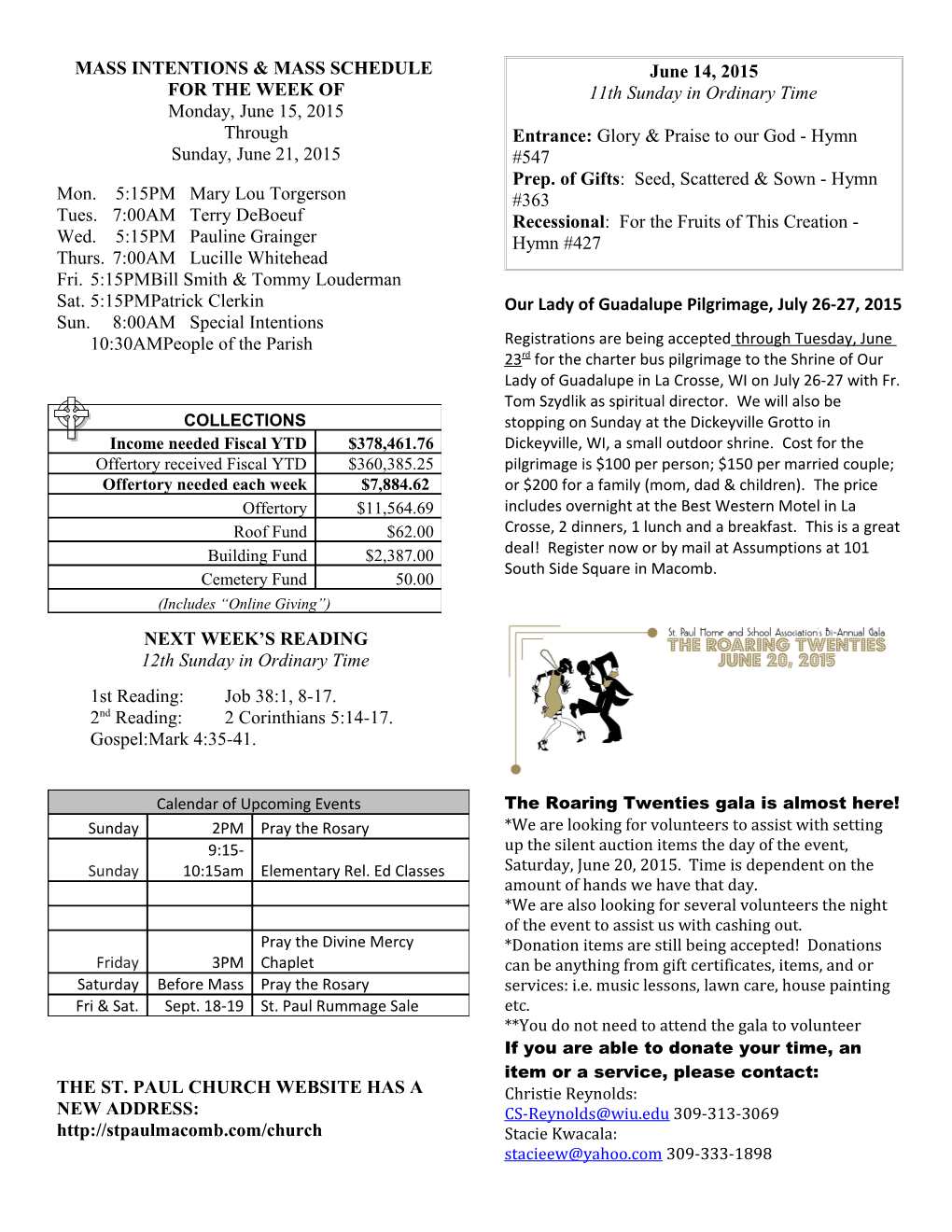 Mass Intentions & Mass Schedule s3