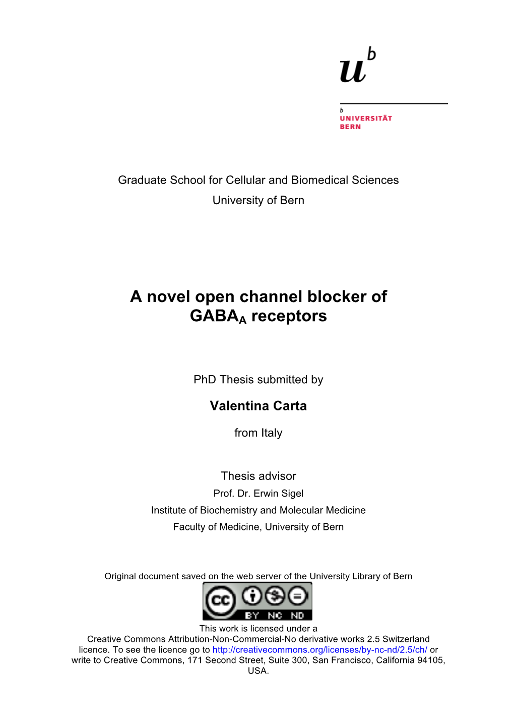 A Novel Open Channel Blocker of GABAA Receptors