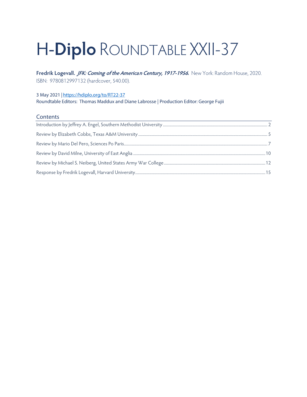 H-Diplo ROUNDTABLE XXII-37