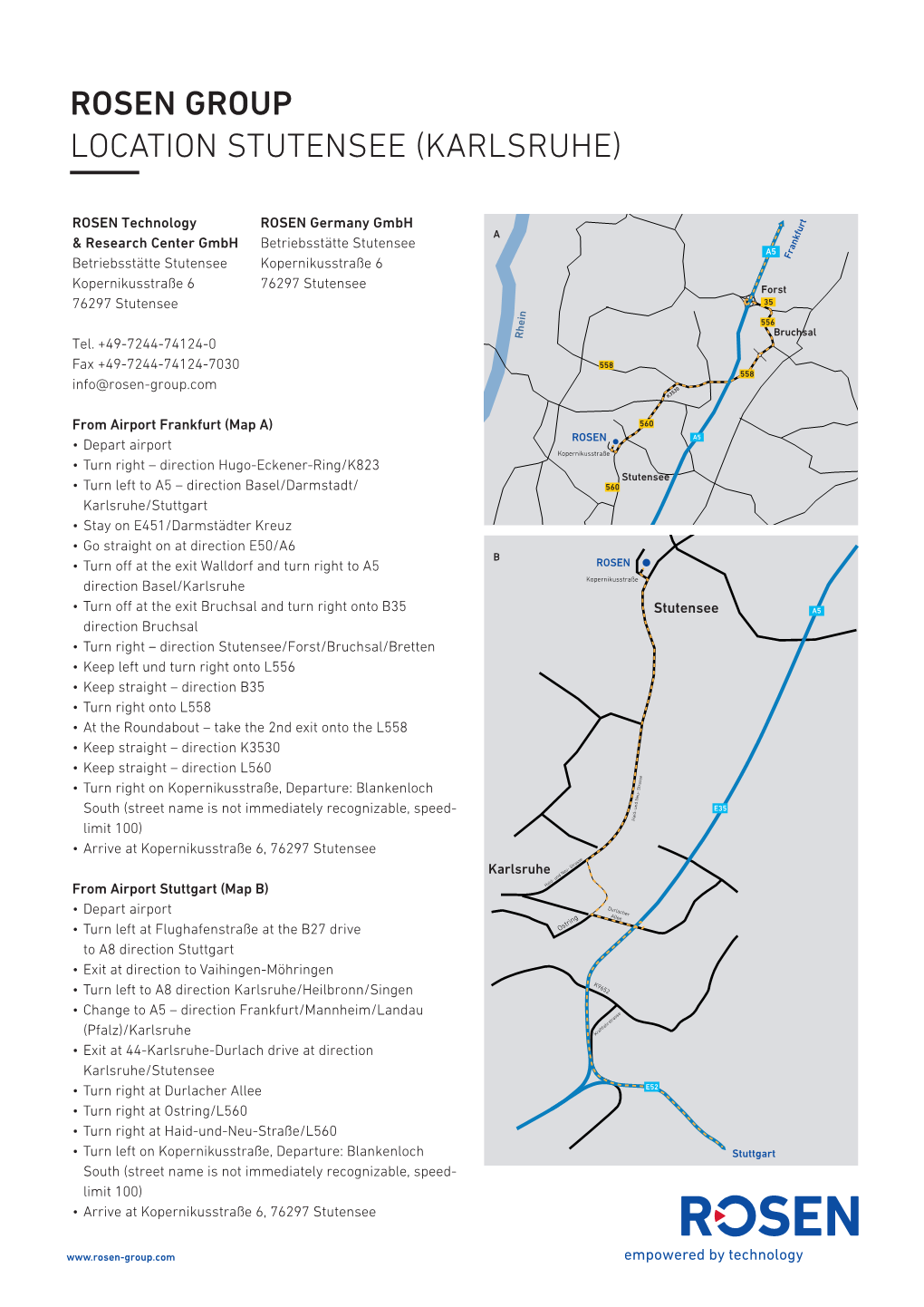 Rosen Group Location Stutensee (Karlsruhe)