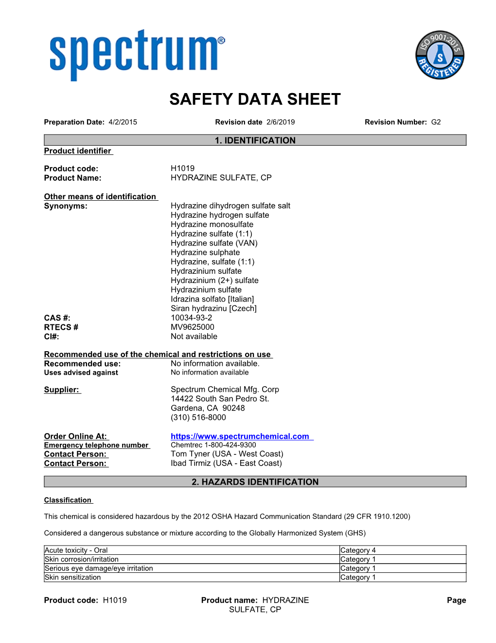 Safety Data Sheet