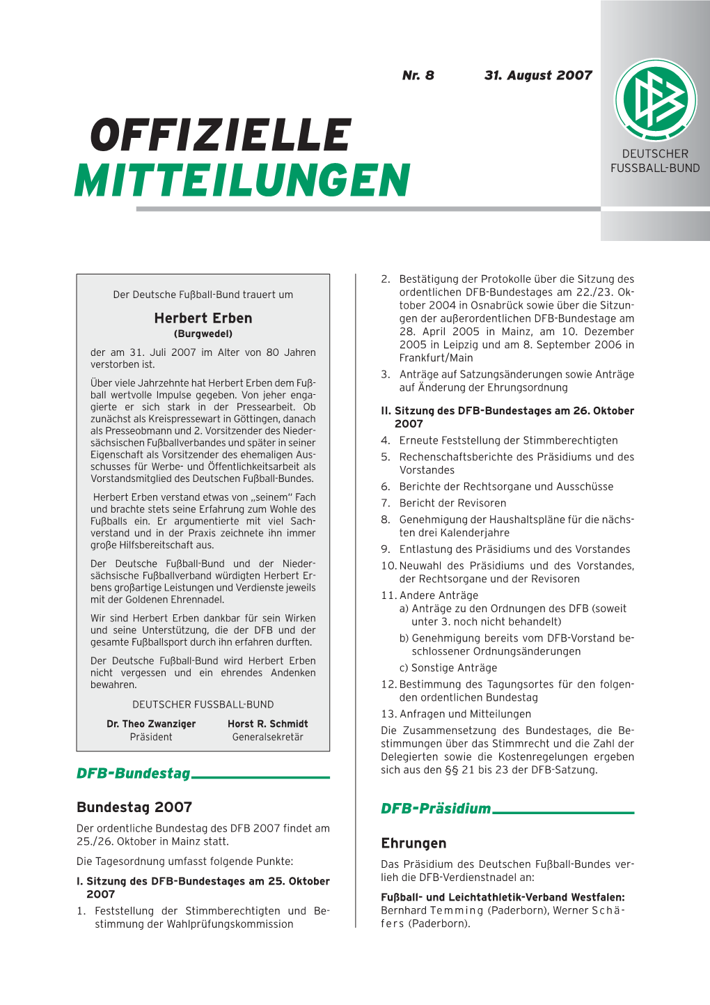 Offizielle Mitteilungen Nr. 7