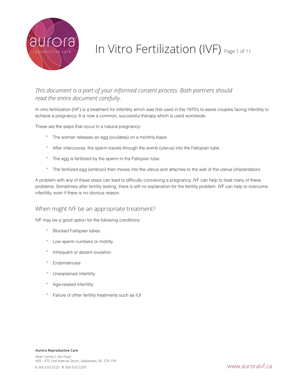 In Vitro Fertilization (IVF) Page 1 of 11