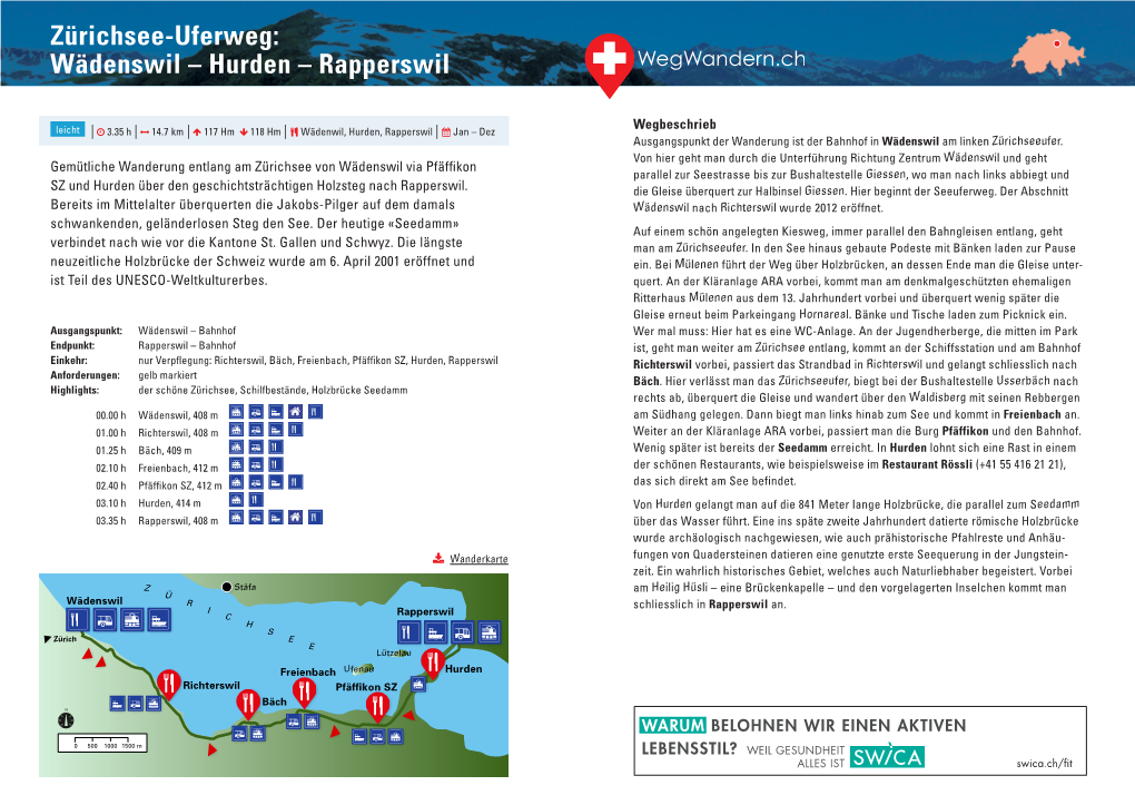 Zürichsee-Uferweg: Wädenswil – Hurden – Rapperswil