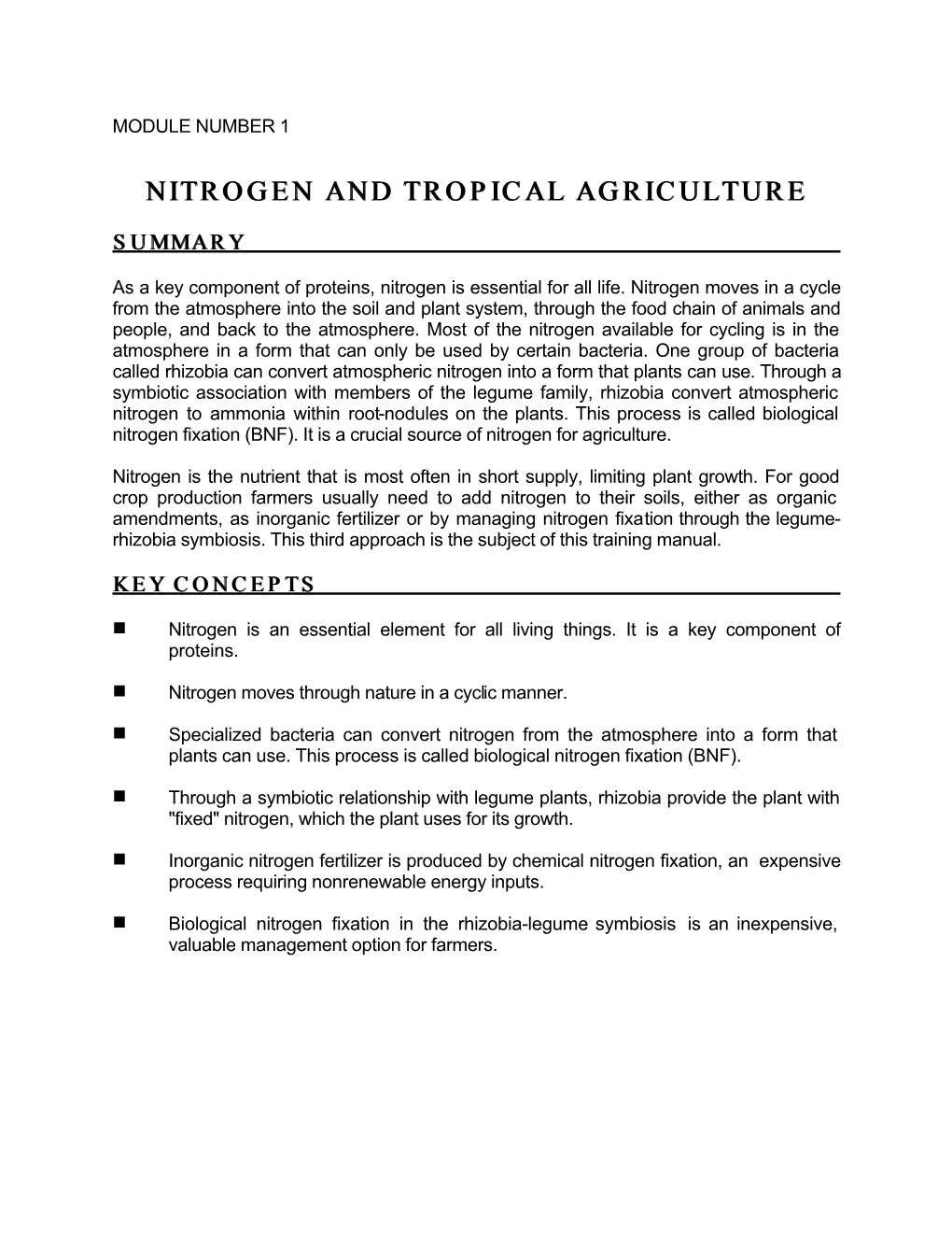 Nitrogen and Tropical Agriculture