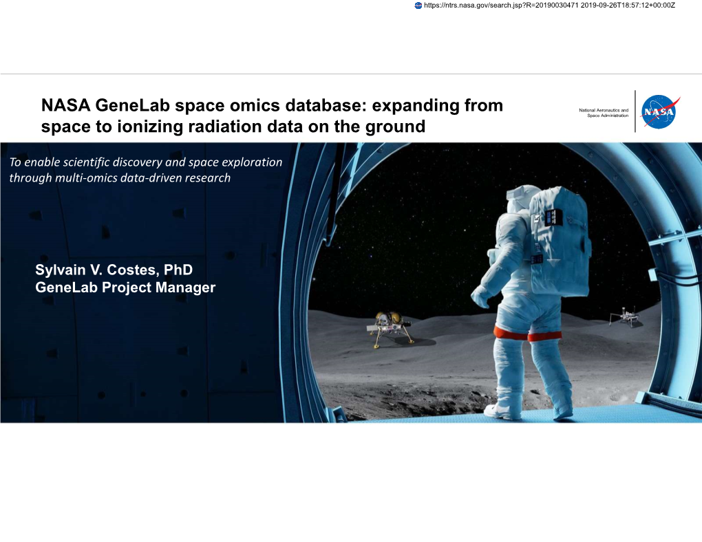 NASA Genelab Space Omics Database: Expanding from National Aeronautics and Space Administration Space to Ionizing Radiation Data on the Ground