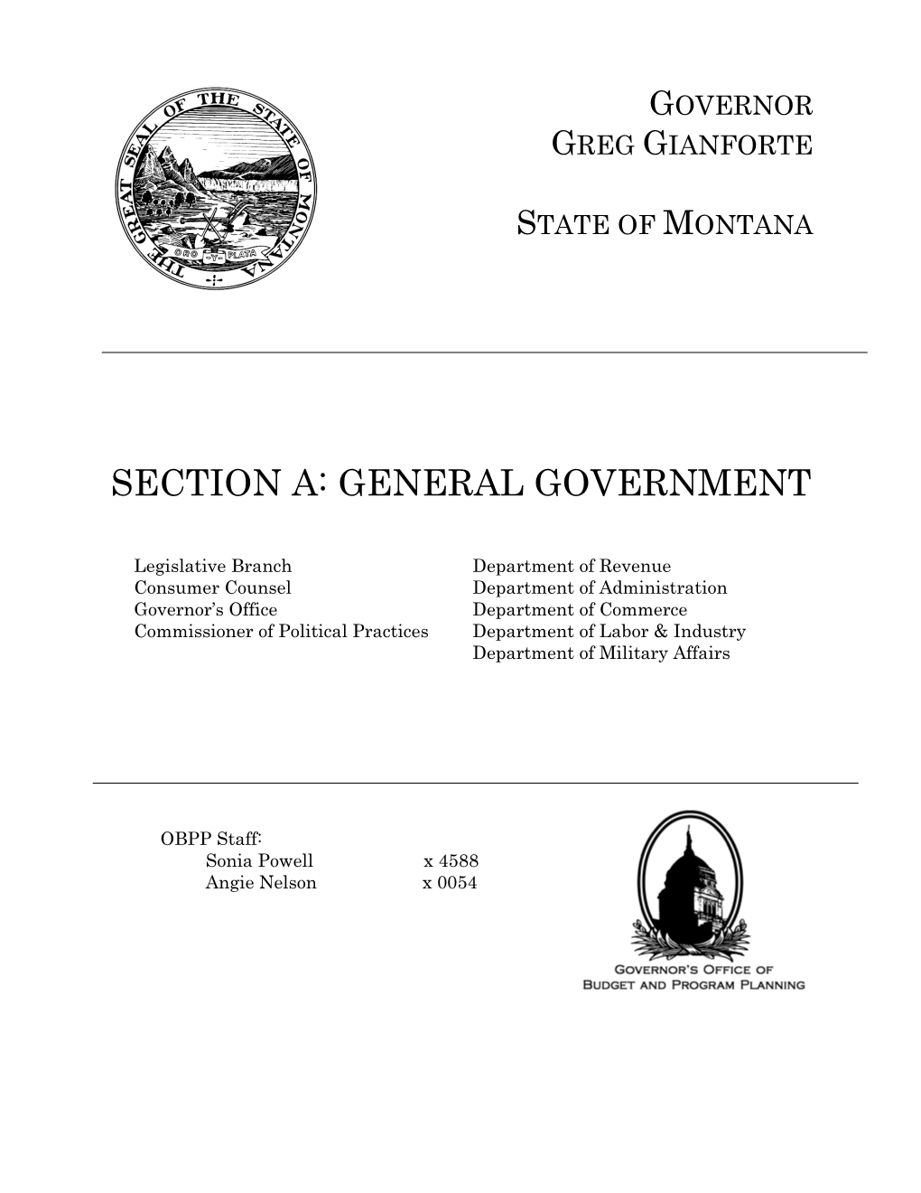 Section A: General Government