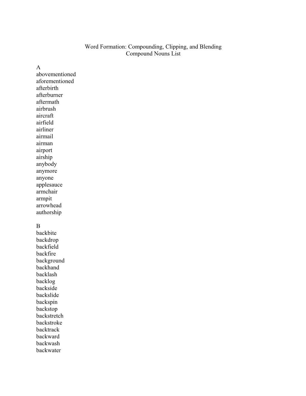 Word Formation: Compounding, Clipping, and Blending