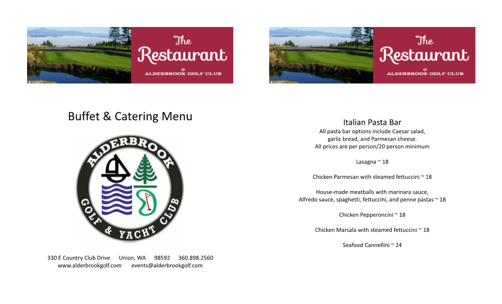 Buffet & Catering Menu