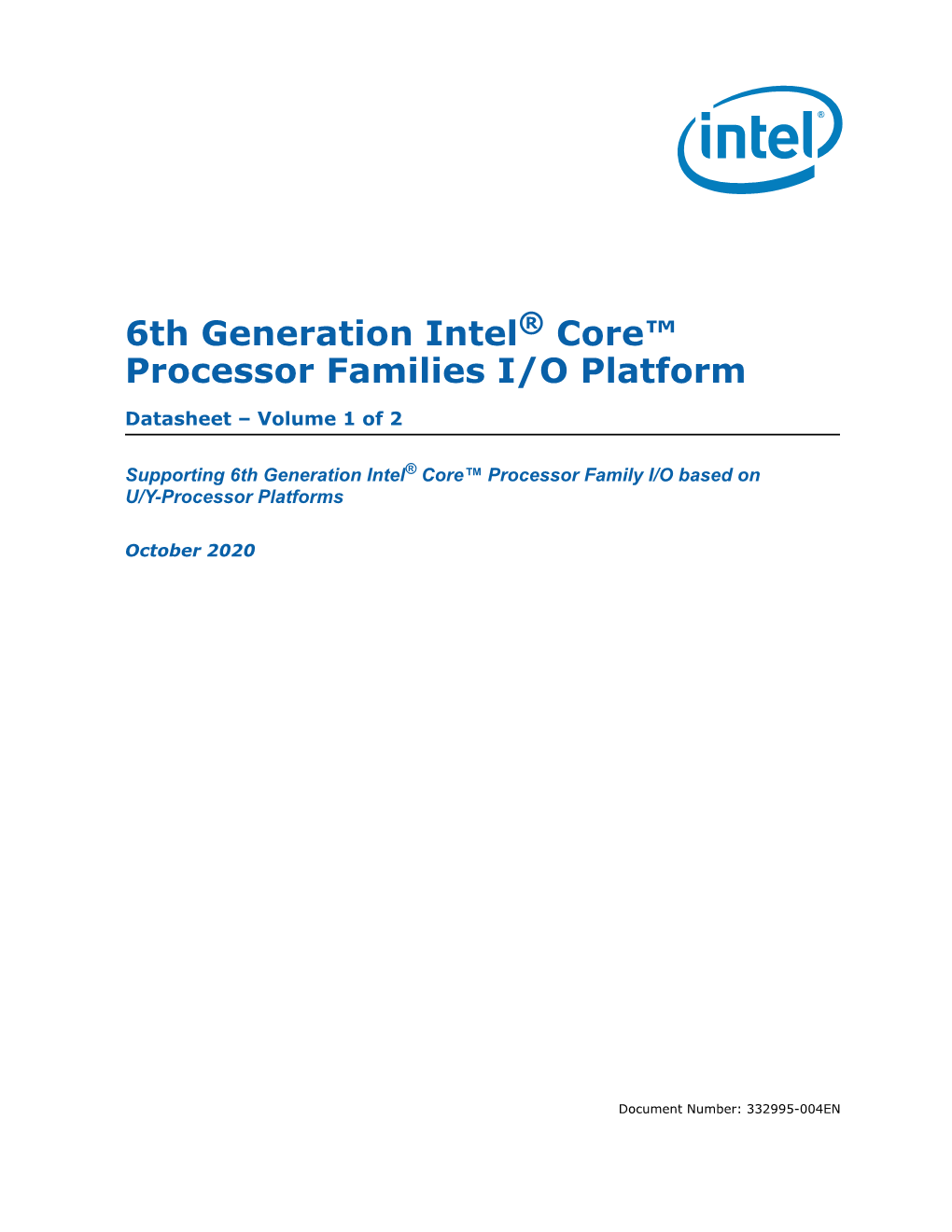 6Th Generation Intel® Core™ Processor Families I/O Platform