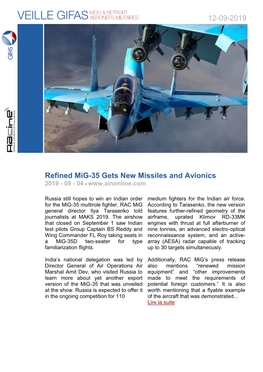 12-09-2019 Refined Mig-35 Gets New Missiles and Avionics