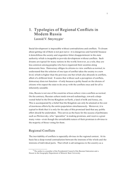 1. Typologies of Regional Conflicts in Modern Russia Leonid.V
