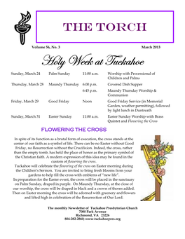 Holy Week at Tuckahoe Sunday, March 24 Palm Sunday 11:00 A.M