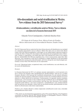 Afro-Descendants and Social Stratification in Mexico