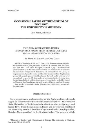 Occasional Papers of the Museum of the University Of