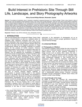 Build Interest in Prehistoric Site Through Still Life, Landscape, and Story Photography Artworks