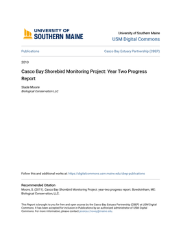 Casco Bay Shorebird Monitoring Project: Year Two Progress Report