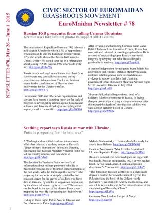 Euromaidan Newsletter No. 78