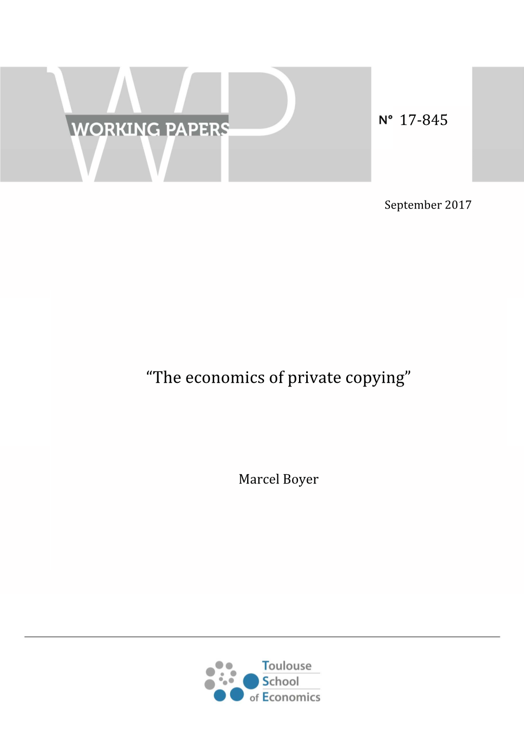 “The Economics of Private Copying”
