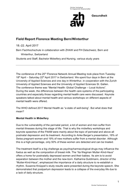 Field Report Florence Meeting Bern/Winterthur