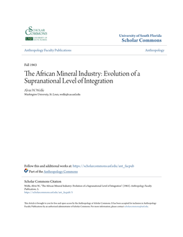 The African Mineral Industry: Evolution of a Supranational Level of Integration Alvin W