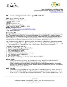 2013 Waste Management Phoenix Open Media Notes