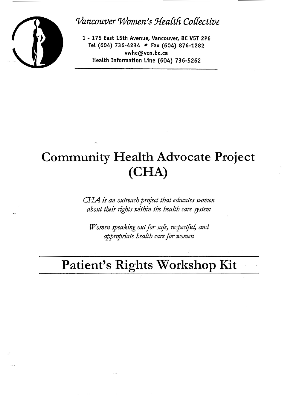 Patient's Rights Workshop Kit