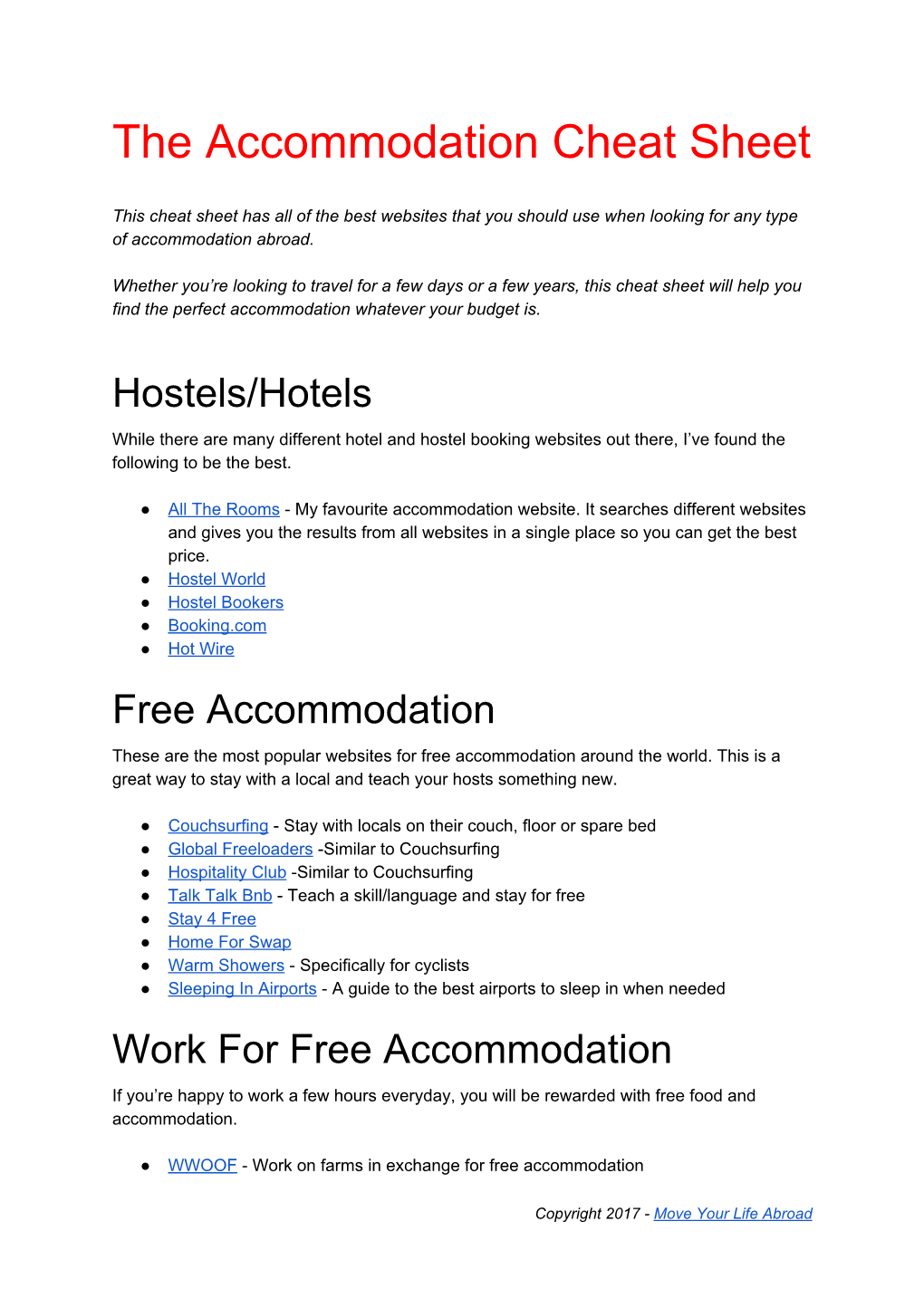 The Accommodation Cheat Sheet