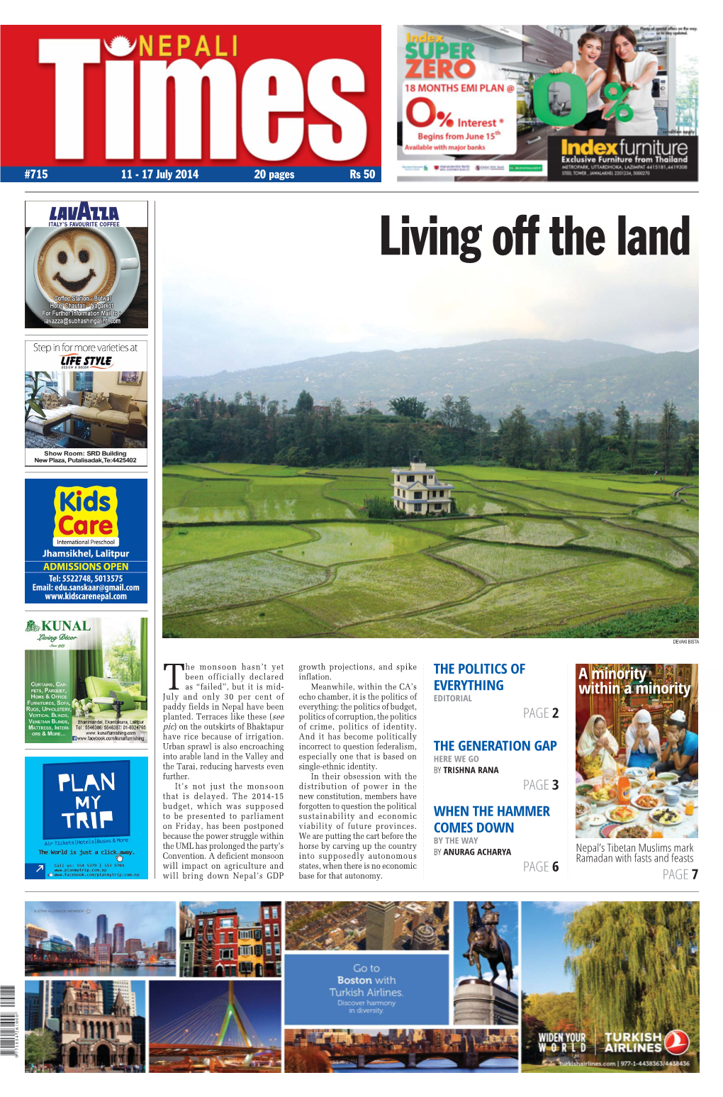 715 11 - 17 July 2014 20 Pages Rs 50 Living Off the Land