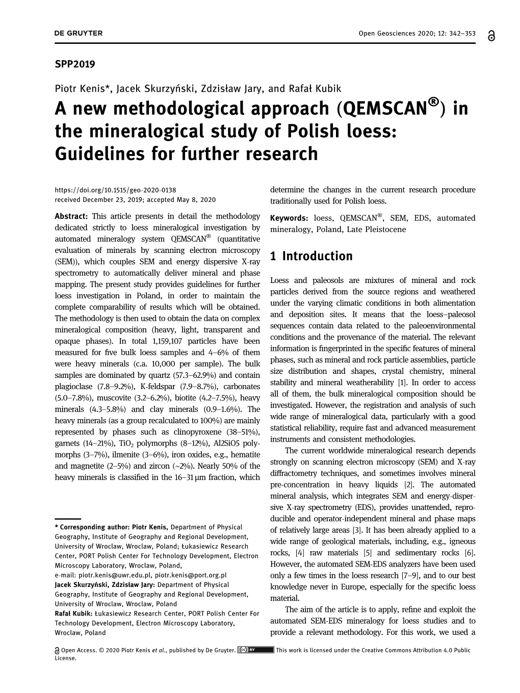 A New Methodological Approach (QEMSCAN®) in the Mineralogical Study of Polish Loess: Guidelines for Further Research