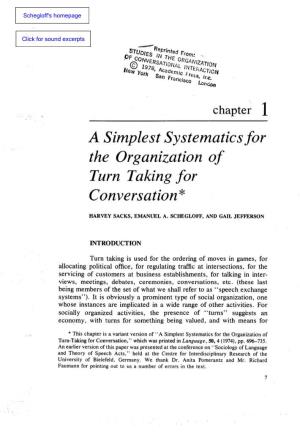 Asimplest Systematicsfor Theorganization of Turntaking For