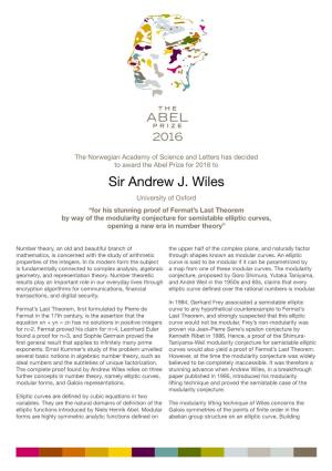 Sir Andrew J. Wiles
