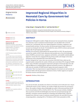 Improved Regional Disparities in Neonatal Care by Government-Led